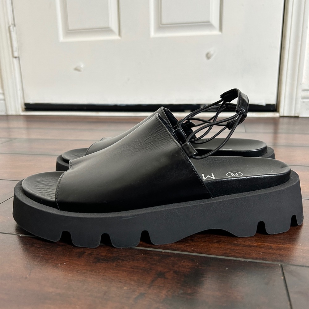 E8 by Miista Noreen Leather Chunky Platform Sandals Black EU40 US9.5 NWOB $225 - Picture 7 of 10
